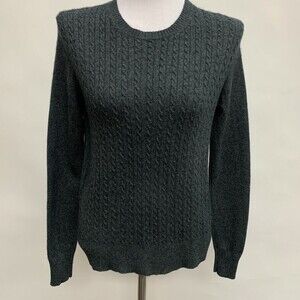 Christian Berg Cable Sweater Small Medium Gray Round‎ Neck 100% Cashmere